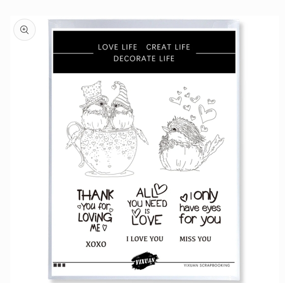 Yixuan Happy Valentine's Day Love Birds Gnome Cups Cutting Die & Stamp set - Picture 1 of 5